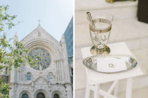 Tampa Bay Traditional Wedding Ceremony Venue Sacred Heart Catholic Church, Bride and Groom Wedding Rings on Silver Tray | Downtown Tampa Photographer Kera Photography