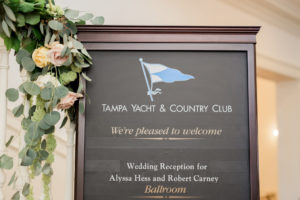 Wedding Welcome Sign at Waterfront Wedding Venue Tampa Yacht and Country Club