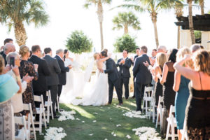 Florida Bride and Groom Kiss, Garden Wedding Ceremony | The Ritz Carlton Sarasota | Planner NK Productions