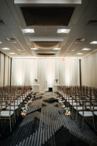 Traditional Wedding Ceremony with White Decor, Gold Chiavari Chairs, White Draping | Rentals A Chair Affair | Gabro Event Services | Tampa Bay Boutique Hotel and Wedding Venue The Hotel Alba in Westshore