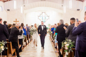 Traditional Bride and Groom Wedding Ceremony Exit | Tampa Bay Wedding Ceremony Venue Christ the King Catholic Church