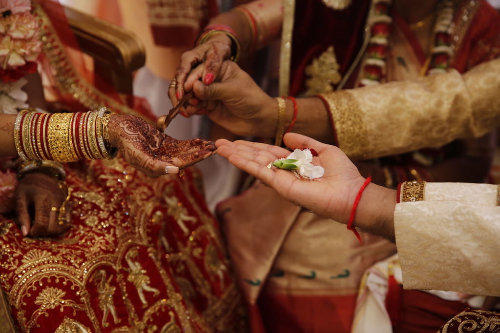 Indian Wedding Ceremony Traditional Rituals with Brides Henna Tattoo