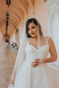Florida Bride, in Romantic, White, Lace Isabella Talya Wedding Dress, Illusion Cap Sleeves, Sweetheart Neckline with Fitted Bodice