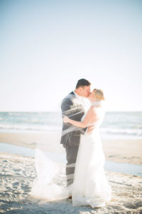 Florida Bride and Groom on White Sand Sarasota Beach Wedding Portrait