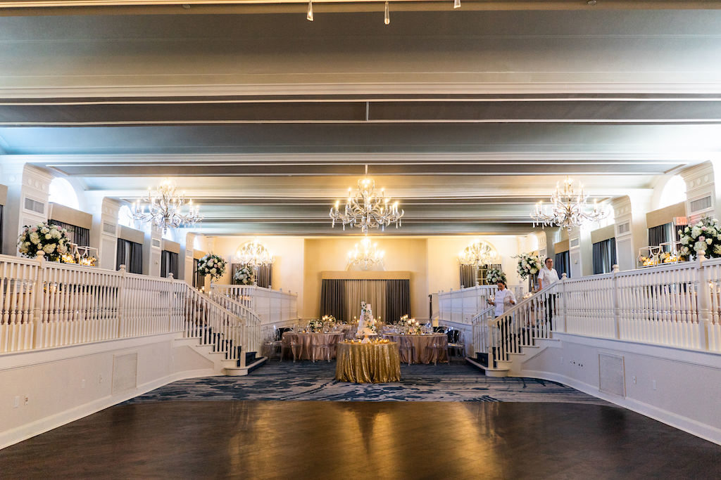 Romantic Glamorous Garden Inspired Wedding Decor and Reception | Historic St. Pete Beach Hotel The Don Cesar | Over The Top Rentals | Tampa Bay Florist Bruce Wayne Florals | Florida Wedding Planner Parties A La Carte