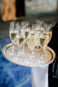 Champagne Flutes on Silver Serving Platter | The Ritz Carlton Sarasota | Tampa Bay Wedding Photographer Lifelong Photography Studios