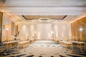 Gold Chiavari Chairs, Grand Ballroom, The Ritz Carlton Sarasota, Bridal Fashion Show | Draping Gabro Event Services | Lighting Spark Weddings