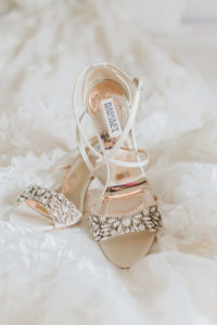 Badgley Mischka White Open Toe Rhinestone Embellished High Heel Wedding Shoe