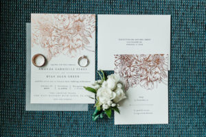 Classic, Elegant Gold Foil Floral Design Wedding Invitation Suite, Wedding Ring Set