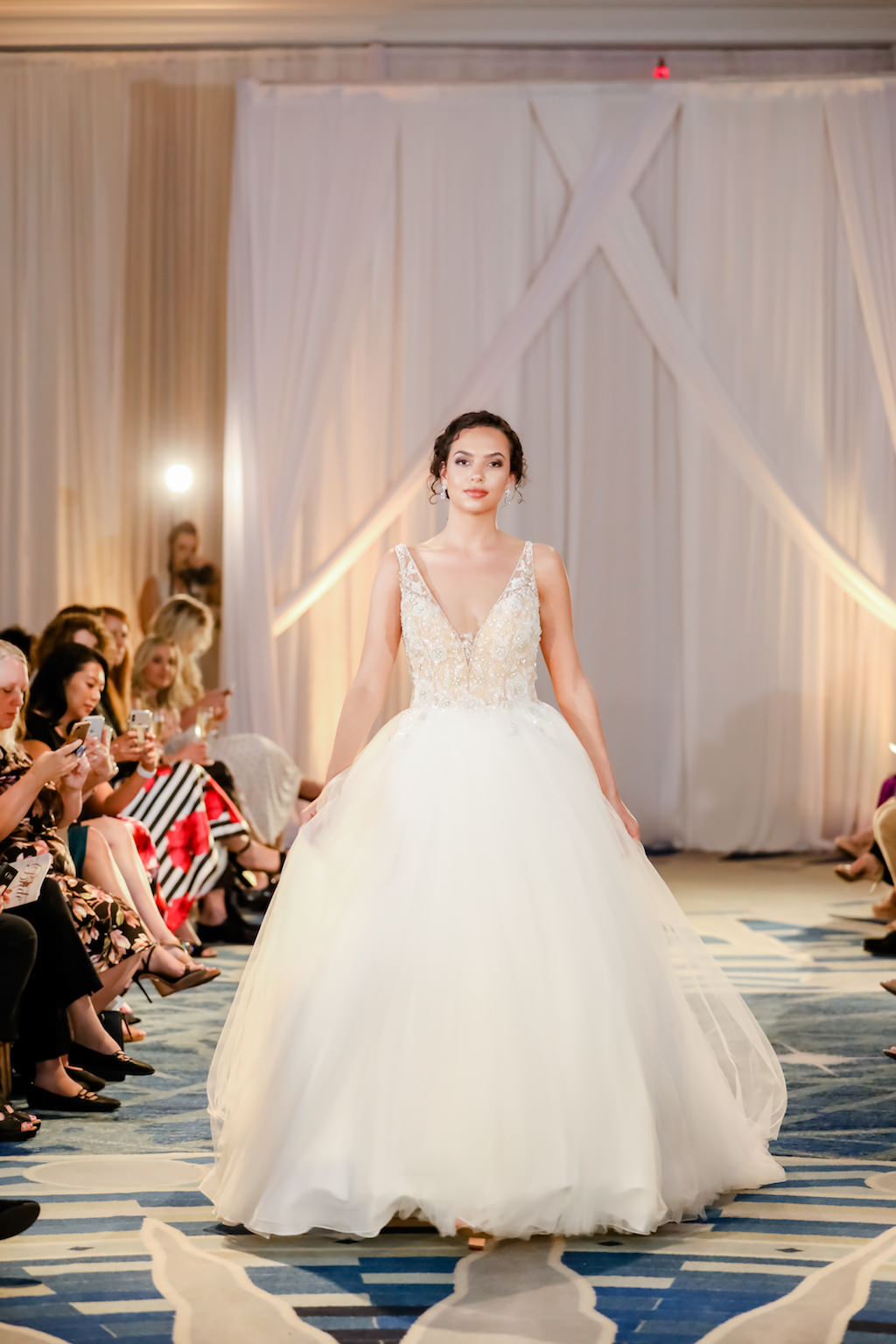 Romantic Ivory Ballgown, Beaded Low-Neck Fitted Bodice, Full Tulle Skirt | Truly Forever Bridal | The Ritz Carlton Sarasota | Tampa Bay Wedding Photographer Lifelong Photography Studios