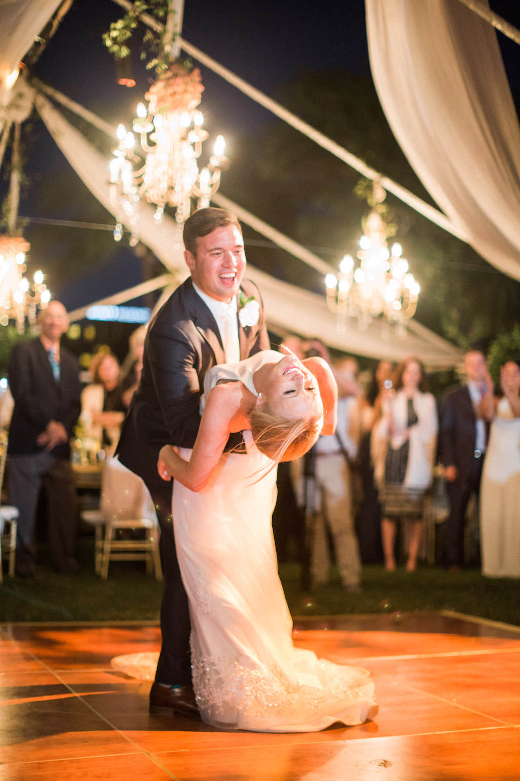 Florida Bride and Groom First Dance, Garden Wedding Reception