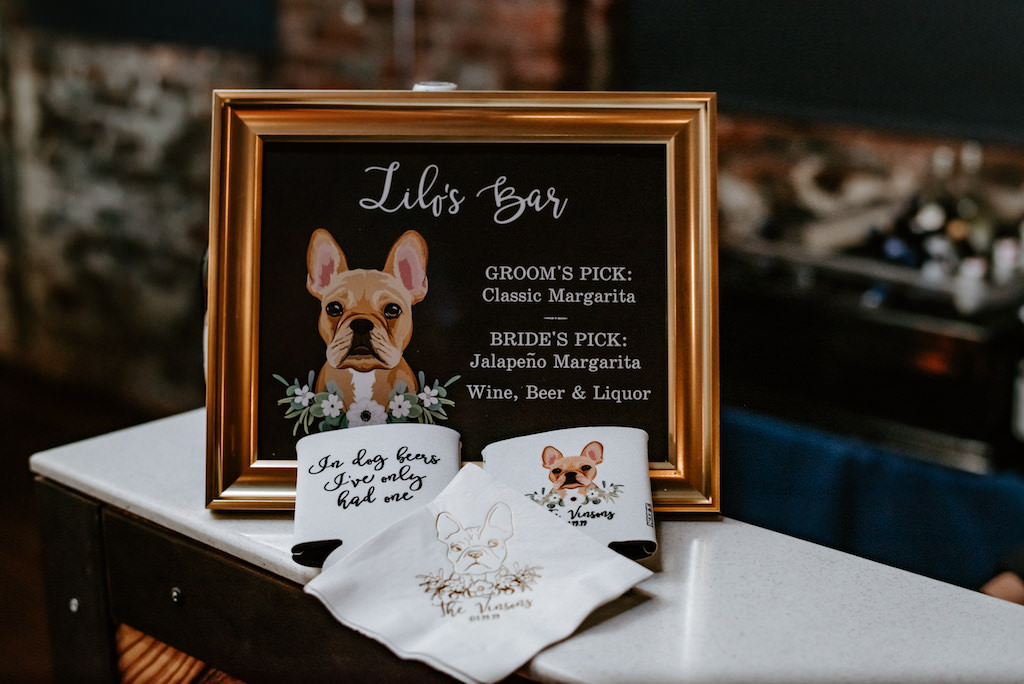 Modern, Custom Signature Drink Sign, French Bull Dog Wedding Decor