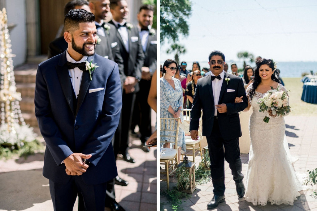 Classic Florida Bride and Groom Walk Down the Aisle during Outdoor Wedding Ceremony