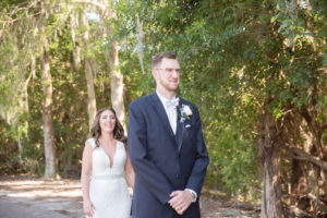 Palm Harbor Bride and Groom First Look Wedding Portrait | Tampa Bay Wedding Photographer Kristen Marie Photography