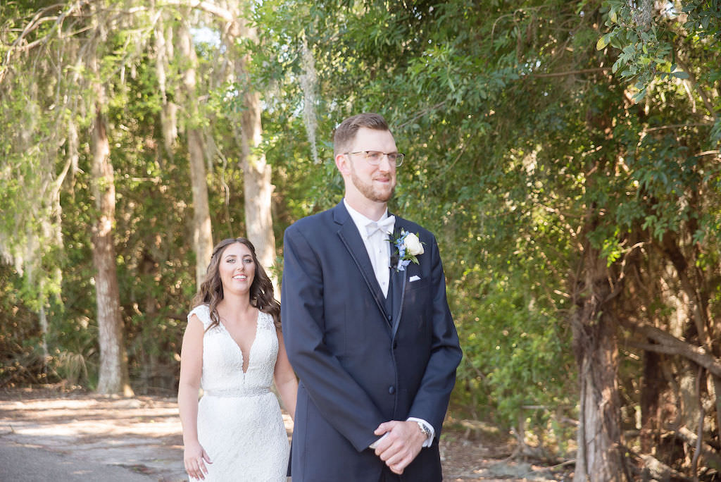 Palm Harbor Bride and Groom First Look Wedding Portrait | Tampa Bay Kristen Marie Photography