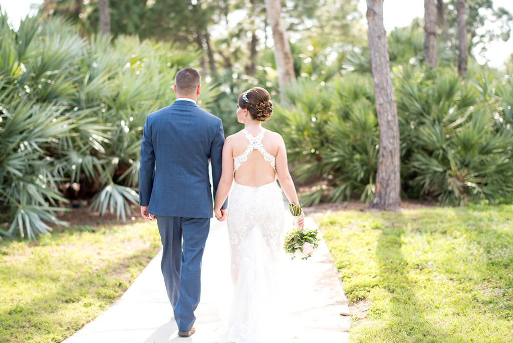 Rocky Point Bride and Groom Holding Hands Wedding Portrait