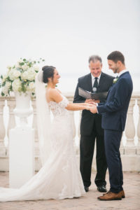 Florida Bride and Groom Exchanging Wedding Vows During Ceremony Portrait