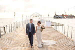 Florida Bride and Groom Wedding Portrait at Sunset Waterfront Dockside Wedding Ceremony | Tampa Bay Hotel and Wedding Venue The Godfrey Hotel & Cabanas