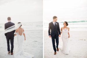 Clearwater Beach Bride and Groom Beachfront Wedding Portrait