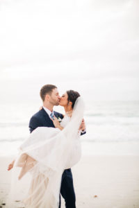Clearwater Beach Bride and Groom Beachfront Wedding Portrait