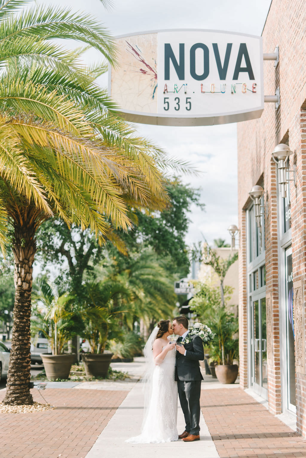 Modern Downtown St. Pete Bride and Groom Wedding Portrait | Tampa Bay Venue NOVA 535 | Tampa Bay Photographer Kera Photography