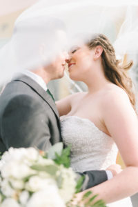 Modern, Elegant Creative Florida Bride and Groom Wedding Portrait with Veil | Tampa Bay Photographer Kera Photography