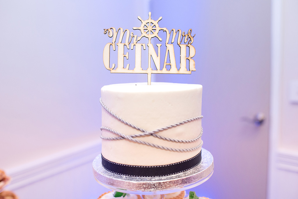 Nautical Inspired Top Tier Wedding Cake and Custom Topper