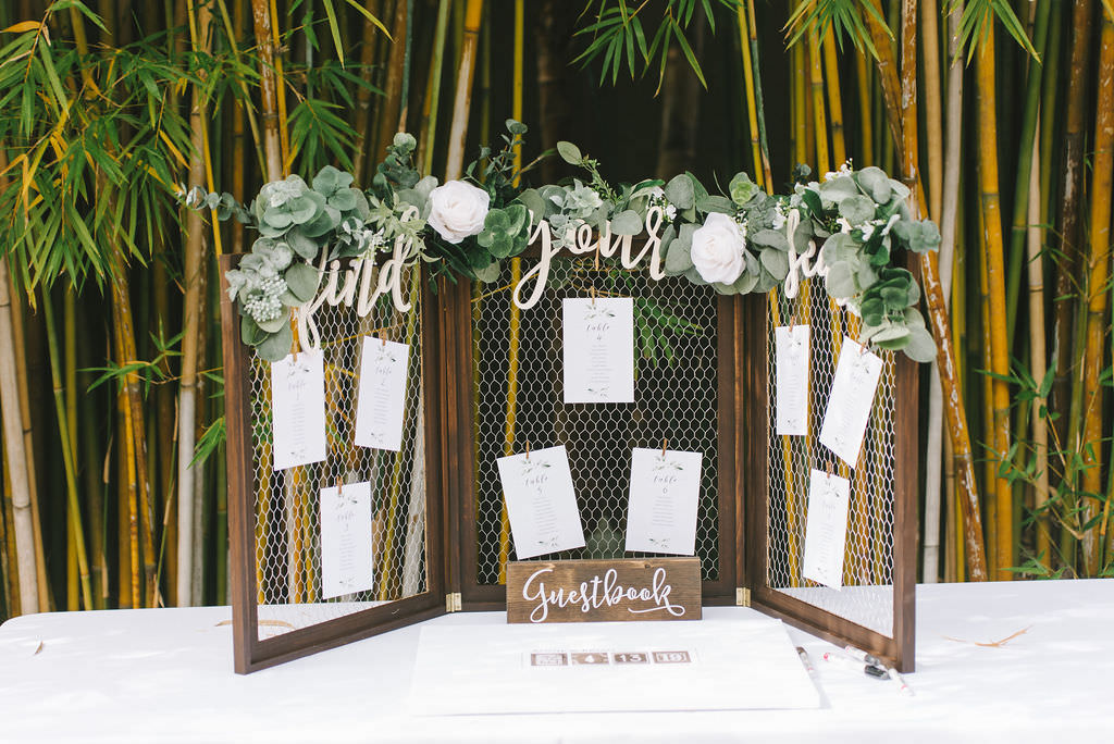 Modern, Rustic Elegant White and Greenery Florals, Nature Inspired Ceremony Decor, Wooden Signs with Lasercut Calligraphy, Outdoor Unique Seating Chat | Florida Wedding Photographer Kera Photography | Downtown St. Pete Venue NOVA 535