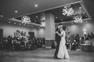 Bride and Groom Ballroom Reception First Dance Wedding Portrait | Waterfront Hotel Wedding Venue Hyatt Regency Clearwater Beach