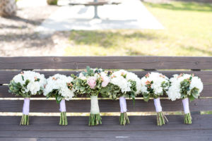 Floral White, Ivory, Blush Pink and Greenery Wedding Bouquets