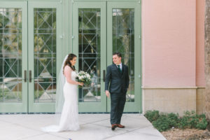 Modern, Romantic Florida Bride and Groom Outdoor First Look | Tampa Bay Wedding Photographer Kera Photography