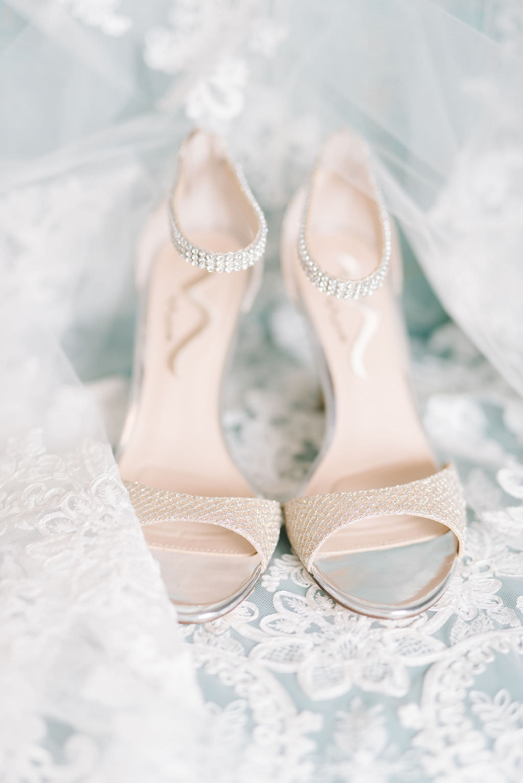 Ivory and Rhinestone Peep Toe Bridal Wedding Heels