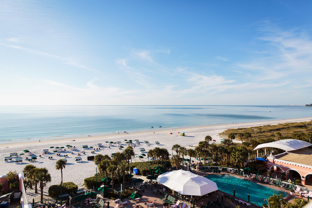 St. Pete Beach and Gulf of Mexico Views of Rooftop Balcony and Ballroom | Historic Beachfront Florida Wedding Venue The Don CeSar in Tampa Bay
