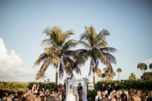 Florida Classic Bride and Groom Exchanging Vows Wedding Ceremony | Waterfront Wedding Venue The Resort at Longboat Key Club