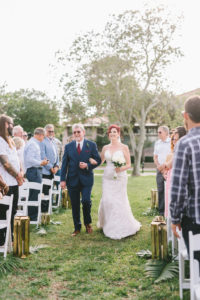 Tampa Bay Bride and Father Walking Down Outdoor Wedding Ceremony Aisle Processional | Wedding Photographer Kera Photography