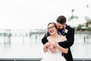 Modern Unique Tampa Bay Bride and Groom Romantic Intimate Wedding Portrait | Florida Waterfront Wedding Venue Beso Del Sol