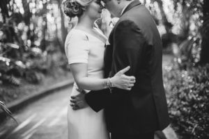 Black and White Bride and Groom Intimate Wedding Portrait