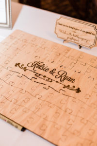 Creative, Unique Customized Wooden Puzzle Piece Guest Book at Clearwater Wedding Reception