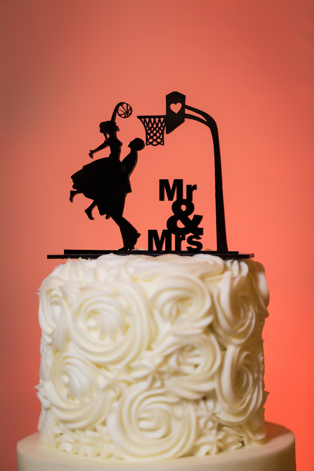 Modern Athletic Wedding Cake Topper, Bride Dunking on Groom Mr. and Mrs.