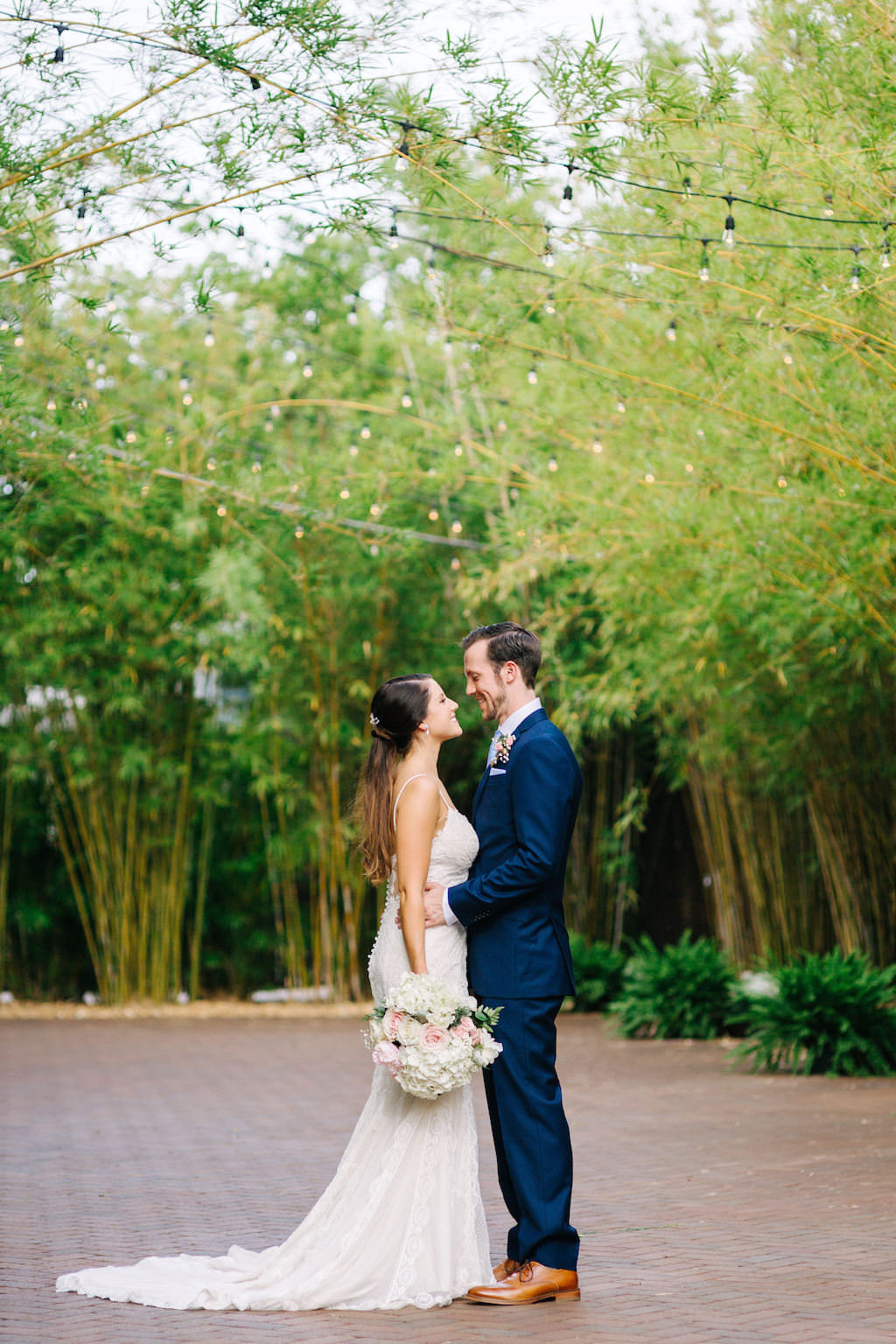 Modern, Florida Bride and Groom in Outdoor Bamboo Courtyard | Downtown St. Pete Unique Wedding Venue NOVA 535