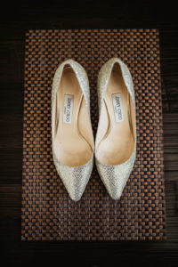 Bride's Champagne Gold Sparkle Jimmy Choo Pointed Toe Wedding Shoes