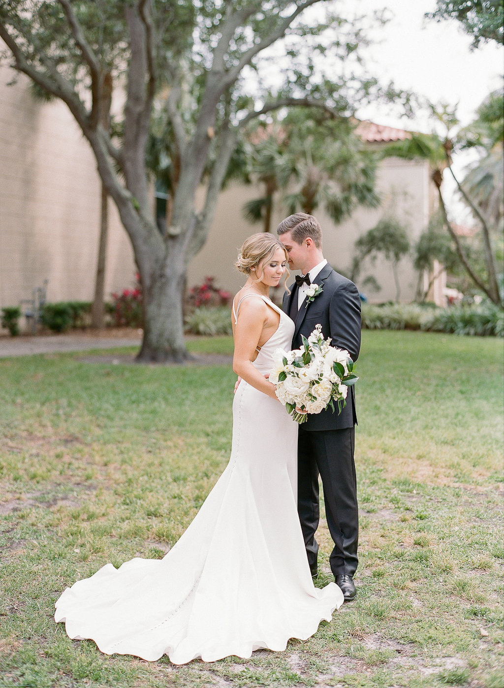 Downtown St. Pete Outdoor Romantic Bride and Groom Intimate Wedding Portrait