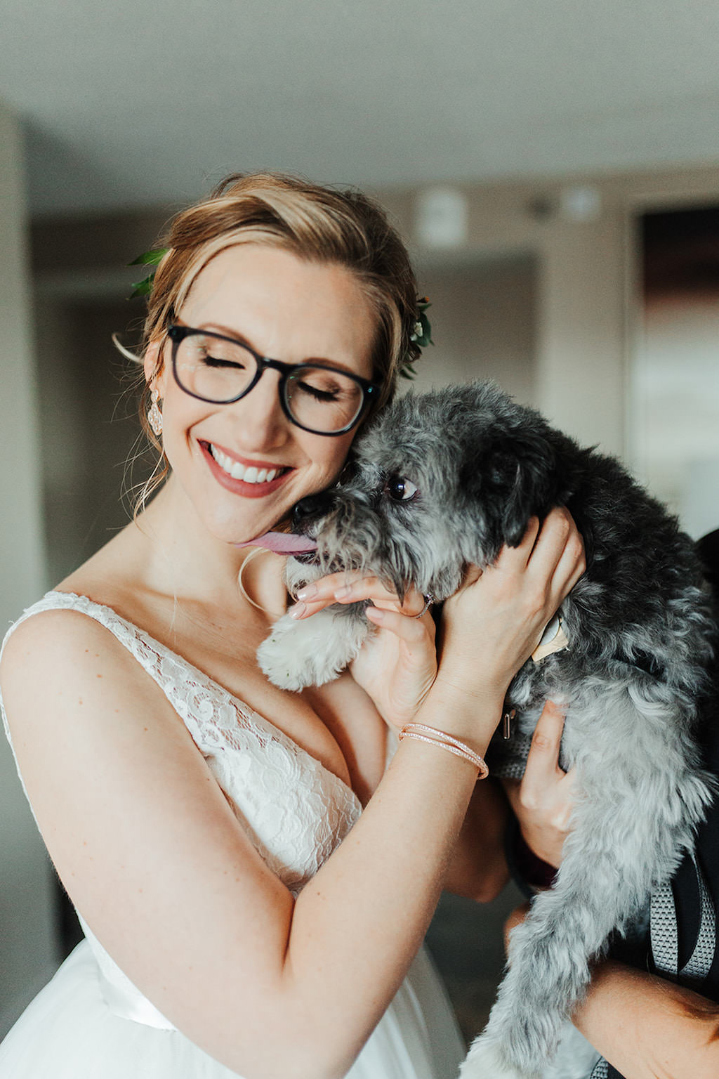 Tampa Bay Bride with Dog Wedding Portrait | Tampa Bay Wedding Pet Sitting Services by FairyTail Pet Care | Tampa Bay Wedding Hair and Makeup Artist Femme Akoi