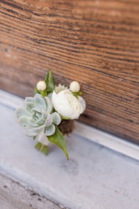 Classic Neutral White Rose and Succulent Groom Wedding Boutonniere | Tampa Bay Wedding Photographer Kristen Marie Photography | Clearwater Wedding Florist Gabro Event Services