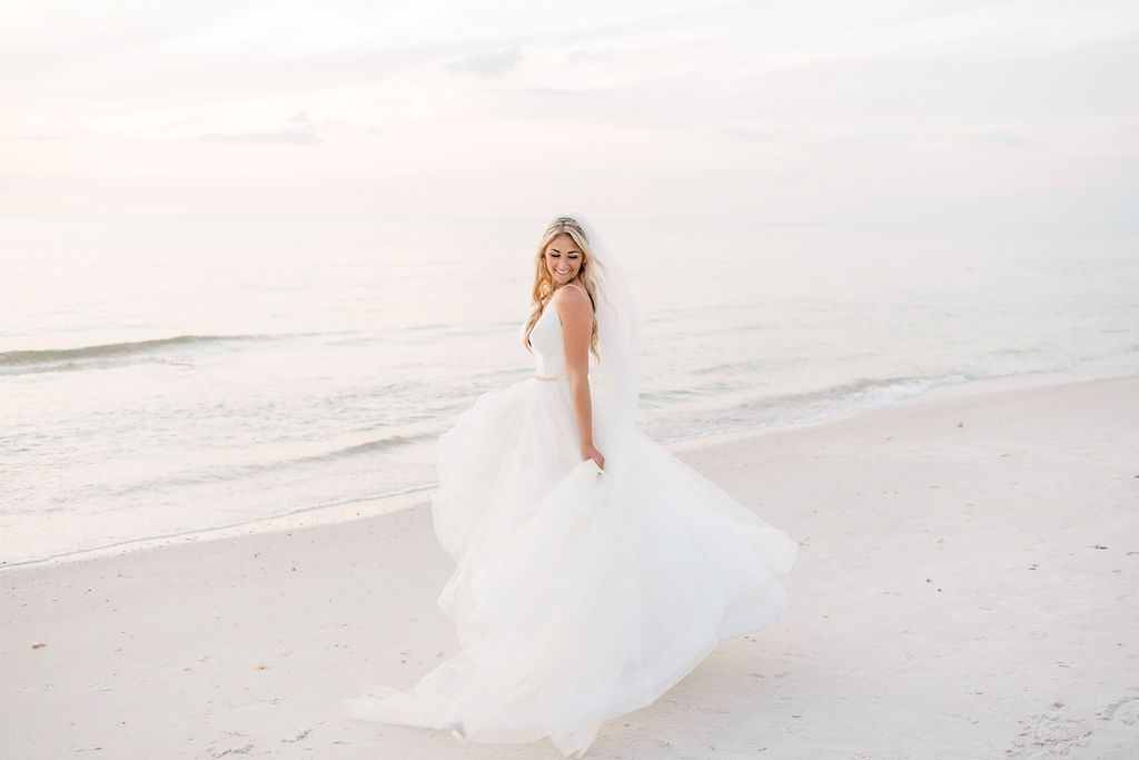 Florida Bride Outdoor Wedding Portrait | Atoo Ballgown Bridal Wedding Dress Portrait on Clearwater Beach