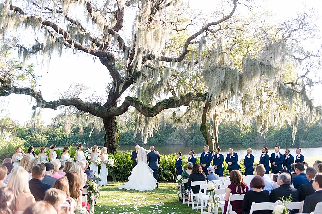Rustic Elegant Outdoor Bride and Groom Wedding Ceremony Portrait Under Moss Covered Oak Tree | Tampa Bay Wedding Venue Innisbrook Golf and Spa Resort