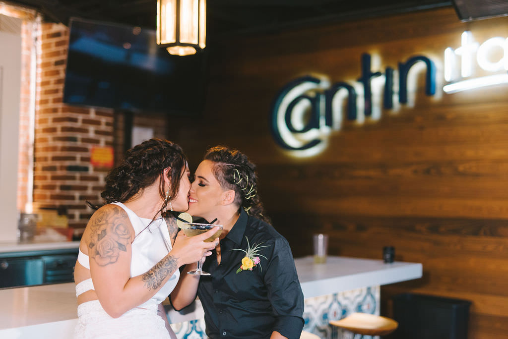 Florida Lesbian Gay Intimate Wedding Portrait | Tampa Bay Wedding Photographer Kera Photography | Downtown St. Petersburg Wedding Venue and Caterer Red Mesa Events | Wedding Hair and Makeup Femme Akoi