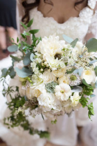 Elegant Classic White and Ivory Flowers, Succulents, and Greenery Bridal Floral Bouquet | Tampa Bay Wedding Photographer Kristen Marie Photography | Clearwater Beach Wedding Florist Gabro Event Services