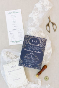 Luxurious Dark Blue Wedding Invitation Suite with Gold Foil Detailing | Tampa Bay Wedding Photographers Shauna and Jordon Photography