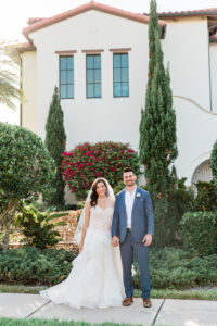 Florida Bride and Groom Outdoor Garden Wedding Portrait | South Tampa Wedding Venue Westshore Yacht Club